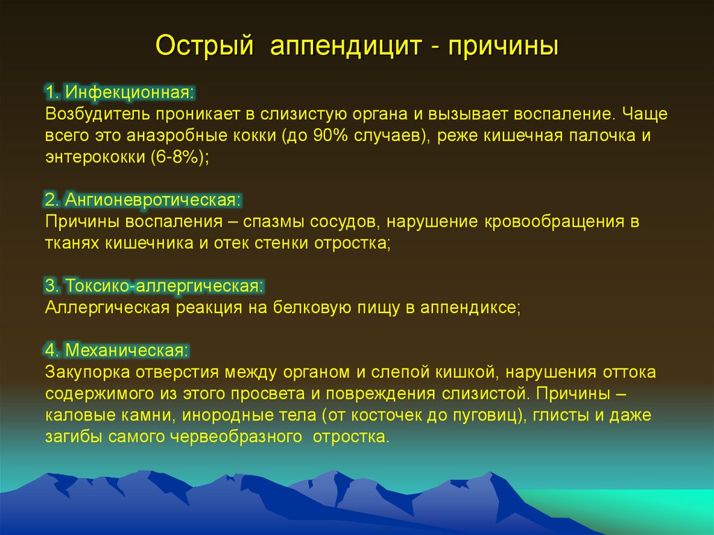 Наиболее типичная клиническая картина острого аппендицита развивается