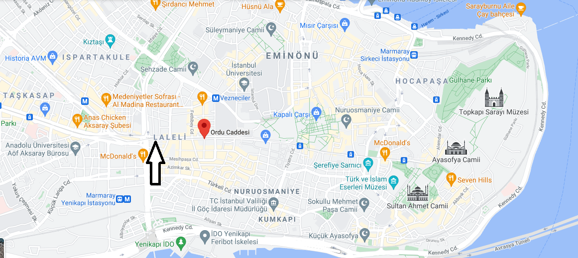 В каком районе жить в стамбуле. Рынок Лалели в Стамбуле на карте. Улица Лалели в Стамбуле на карте. Район Лалели-Аксарай в Стамбуле на карте. Лалели Стамбул на карте.