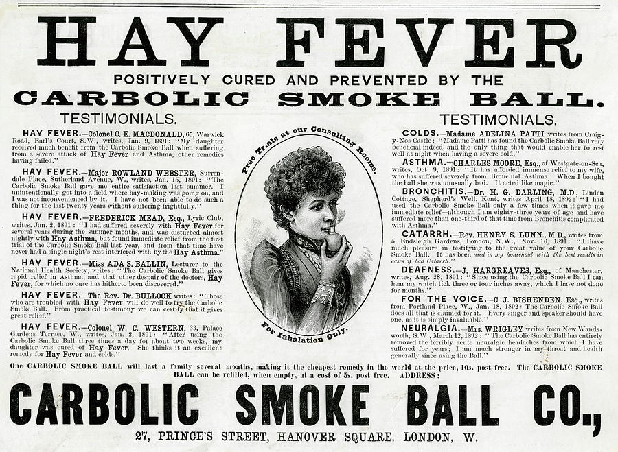 Hay fever перевод. Carbolic Smoke Ball. Carbolic Smoke Ball Company. Carlill v Carbolic Smoke Ball. Дело Carlill v. Carbolic Smoke Ball co, 1893.