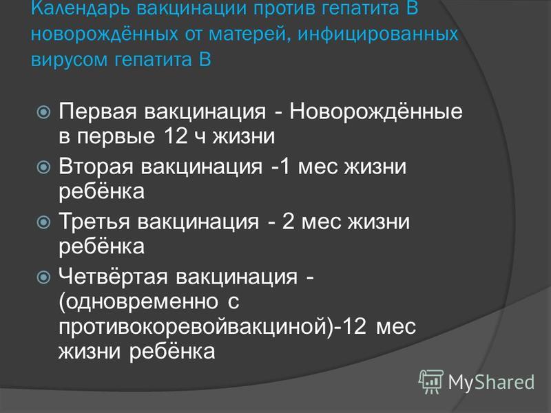 Календарь прививок против гепатита в